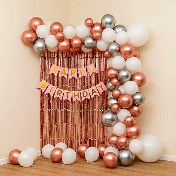 Rosegold silver white birthday decoration