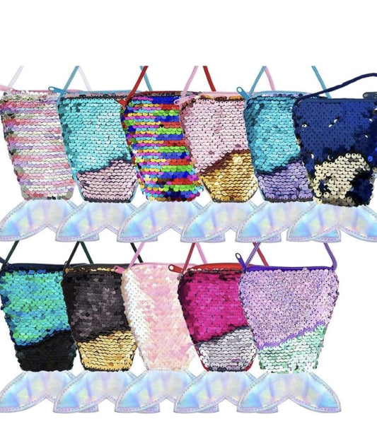 10pcs mermaid tail coin purse sequin crossbody bag coin purse