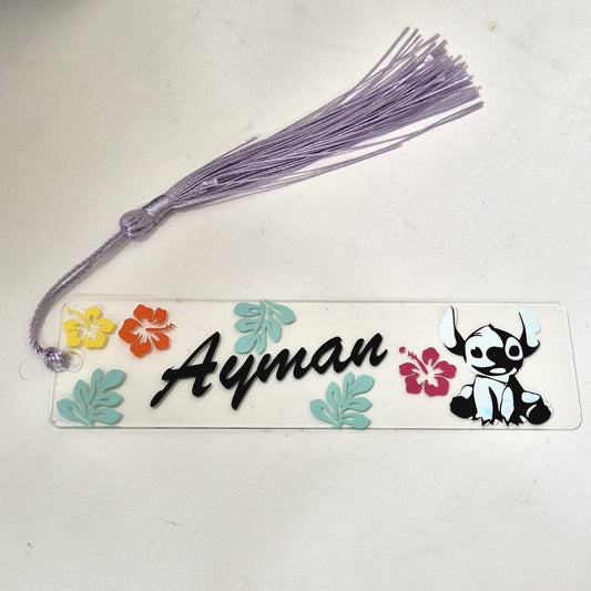 Lilo stitch book mark with personalised name