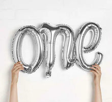 One first birthday cursive non inflated - silver