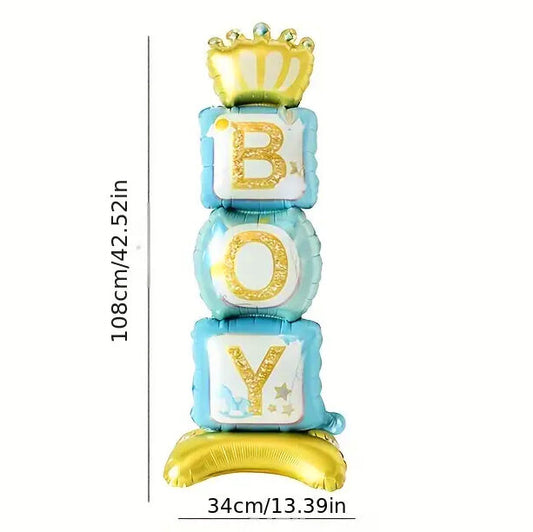 Crown Pedestal boy Foil Balloons - non inflated