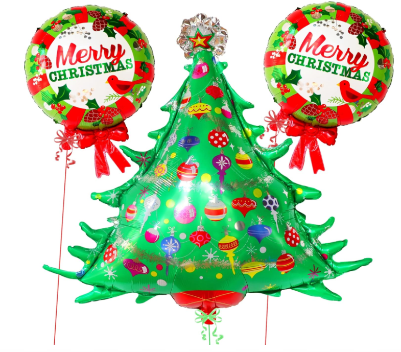 Christmas tree and wreath foil balloon  - helium filled