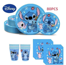 Lilo stitch blue plate cup set serves 20