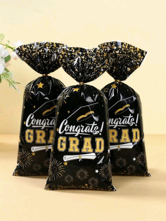 Black and gold congrats graduate candy bags 50 pcs