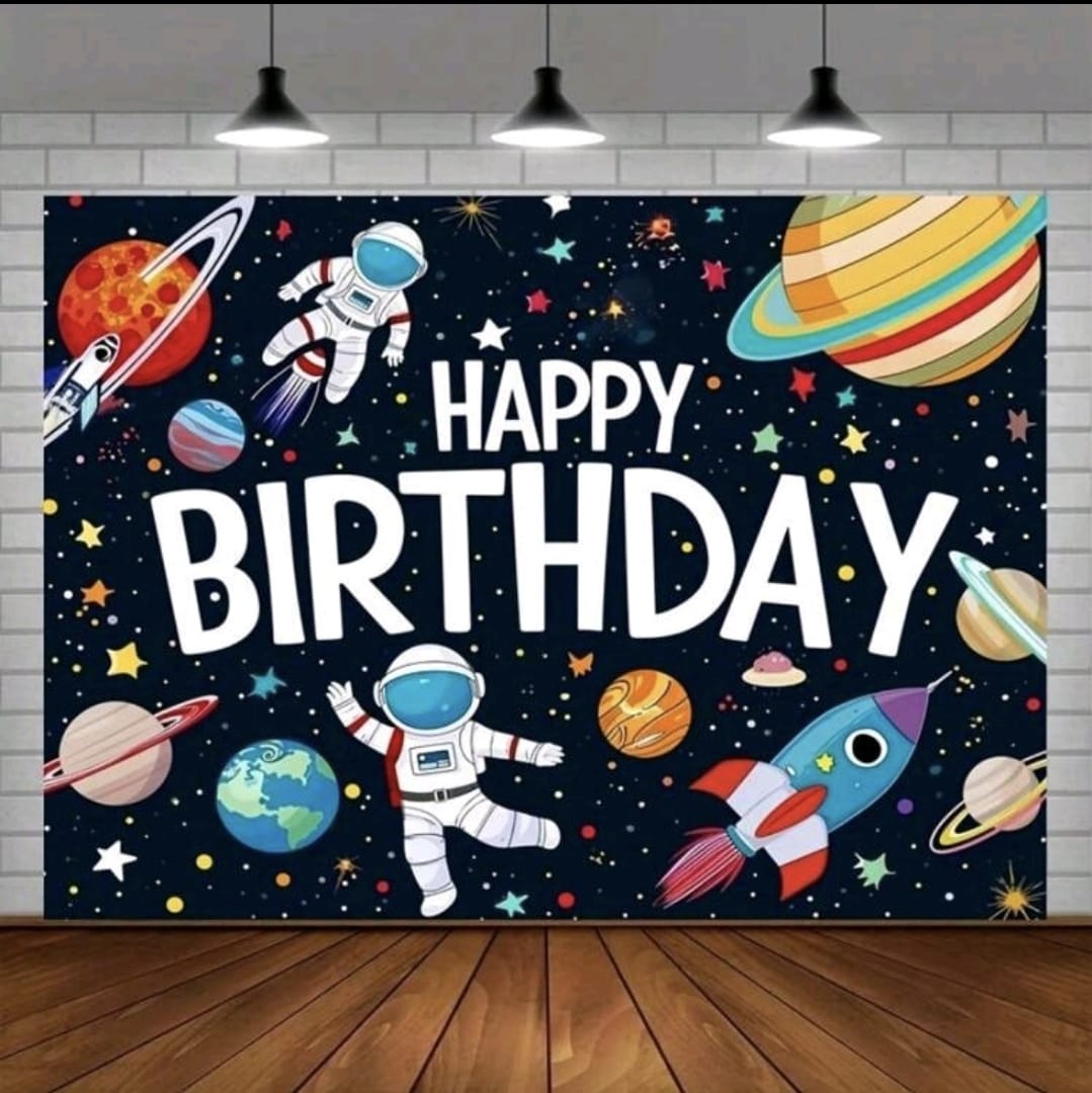 Space theme birthday decoration  backdrop poster 230x 180