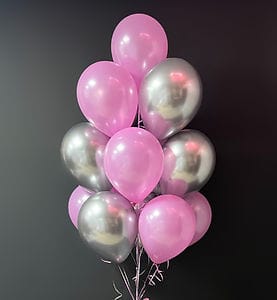 Pink and chrome silver balloons