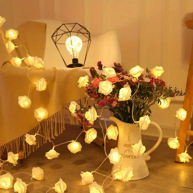 white flower string light - 3m long - battery operated