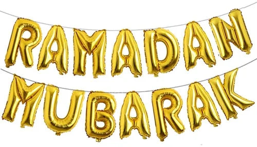 Ramadan mubarak foil balloon gold