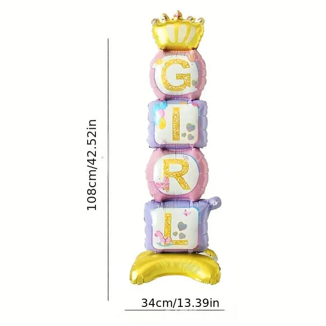 Crown Pedestal girl Foil Balloons - non inflated