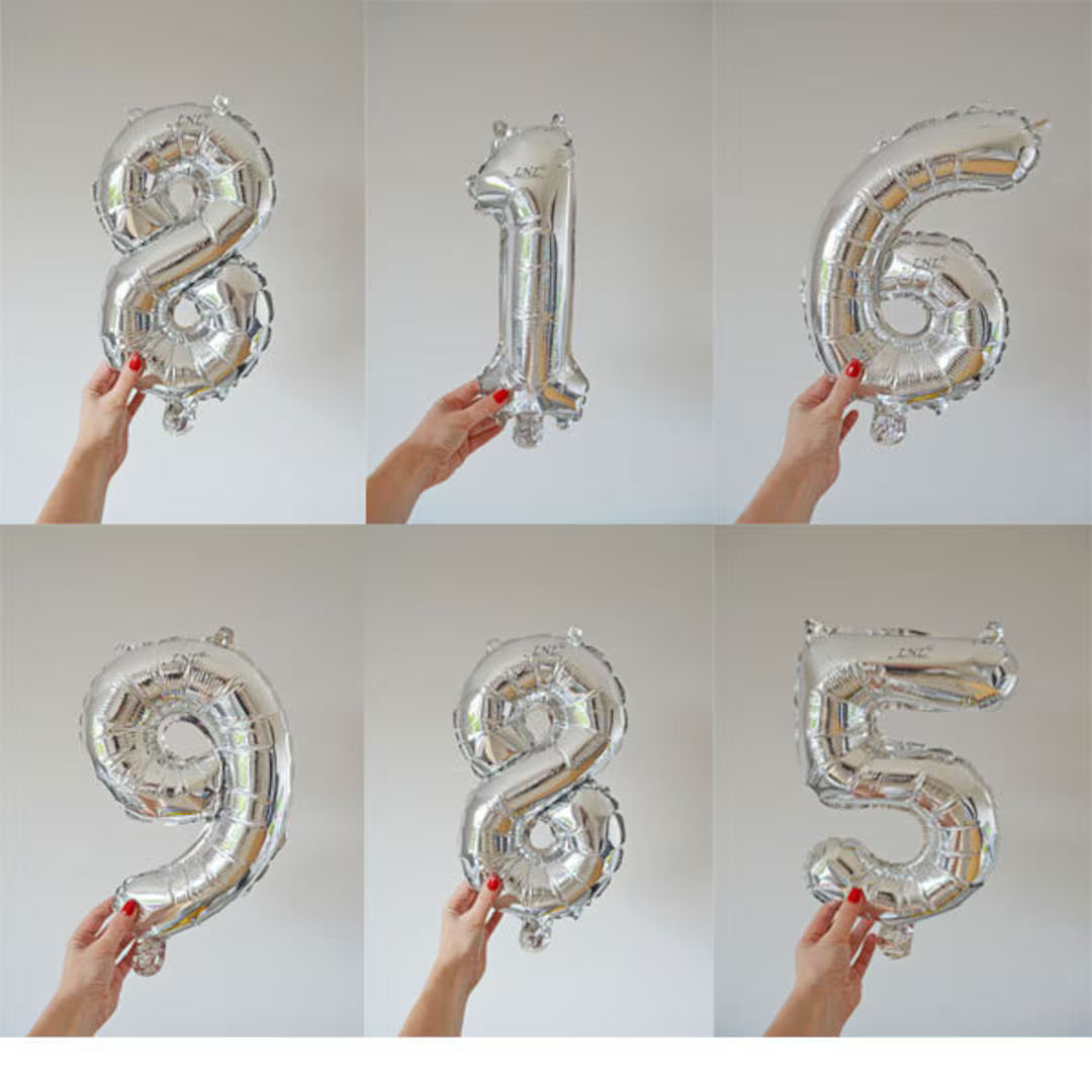 16-inch Silver Number Balloon (Non-Inflated)