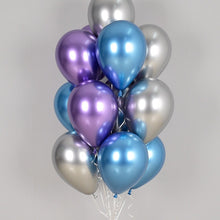 chrome blue purple silver balloons