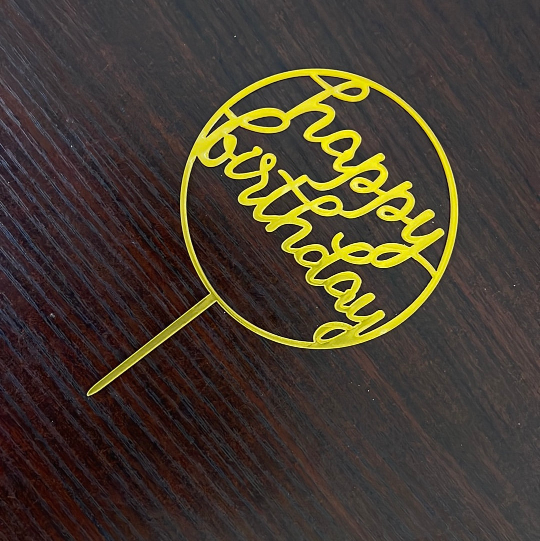 Gold Happy Birthday Cake Topper