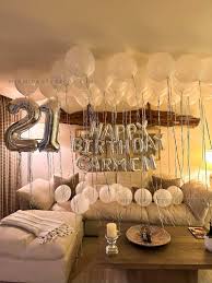 white silver birthday room surprise kit