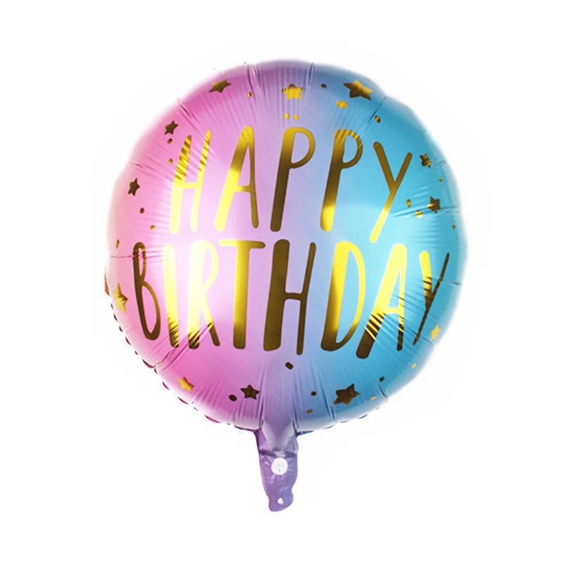 Pink Blue Gold birthday foil balloon