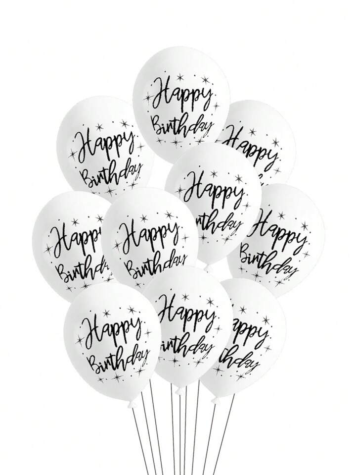 white happy birthday printed balloons