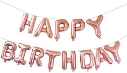 Happy Birthday Rosegold Aluminum Foil Letters Balloons