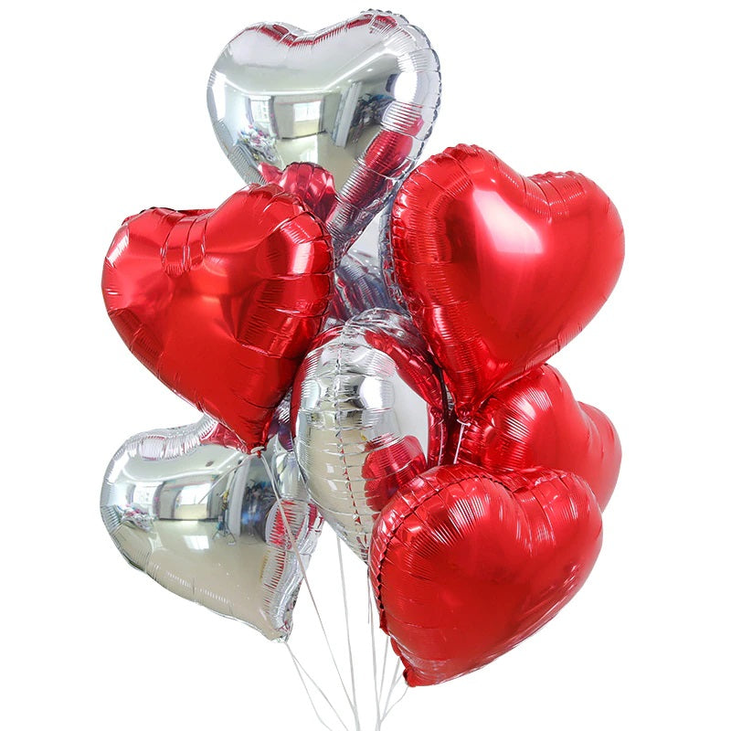 Heart Foil balloons - Silver and red