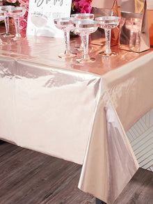 Rosegold Shiny Metallic Table Cover - Fits 6ft Table