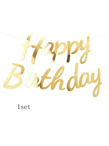 gold Happy Birthday Party Decoration Pull Flag