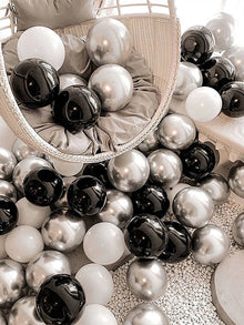 metallic chrome black silver mix