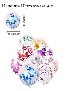 mix Confetti Rainbow glitter Balloons - pack of 10