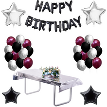 Birthday burgundy  silver  set