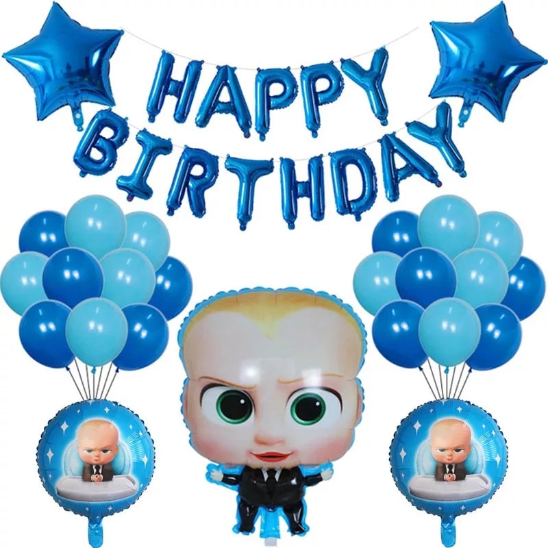 Blue Baby boss theme happy birthday decoration