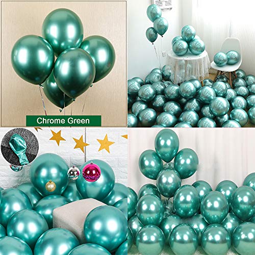 Green metallic chrome balloons