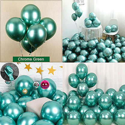 Green metallic chrome balloons