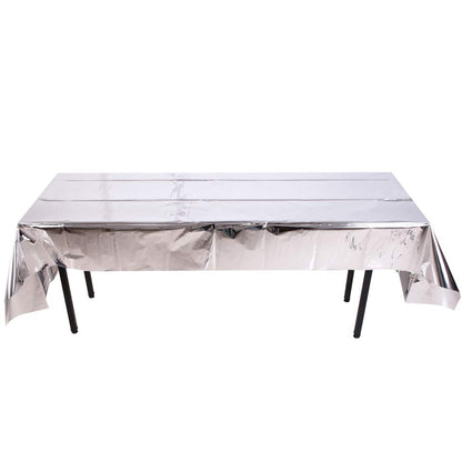 Silver Shiny Metallic Table Cover - Fits 6ft Table