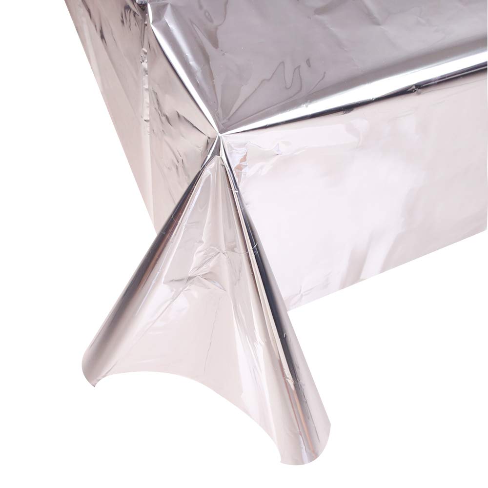 Silver Shiny Metallic Table Cover - Fits 6ft Table