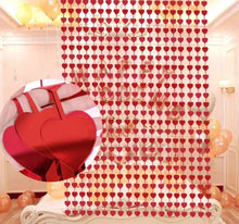 Red Heart Curtain Foil Tinsel Fringe Curtain, 1m x 2m