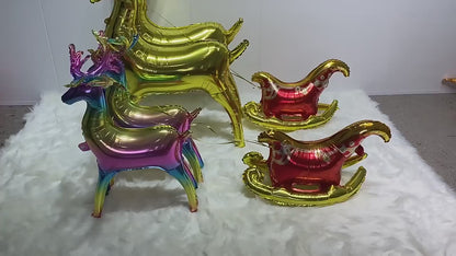 3PCS Xmas 3D Standing Elk Sled Balloon Set