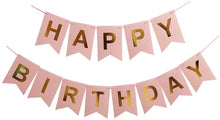 Happy Birthday Banner Bunting Flag for Birthday Party Decoration - Pink