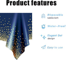 Navy Blue Tablecloth with Gold confetti Dots - Fits 8ft Table