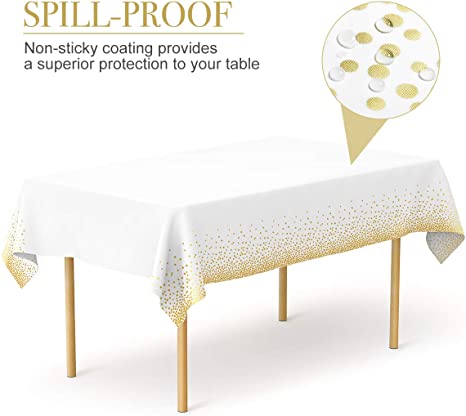 White Tablecloth with Silver confetti Dots - Fits 8ft Table