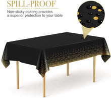 Black Tablecloth with Gold confetti Dots - Fits 8ft Table