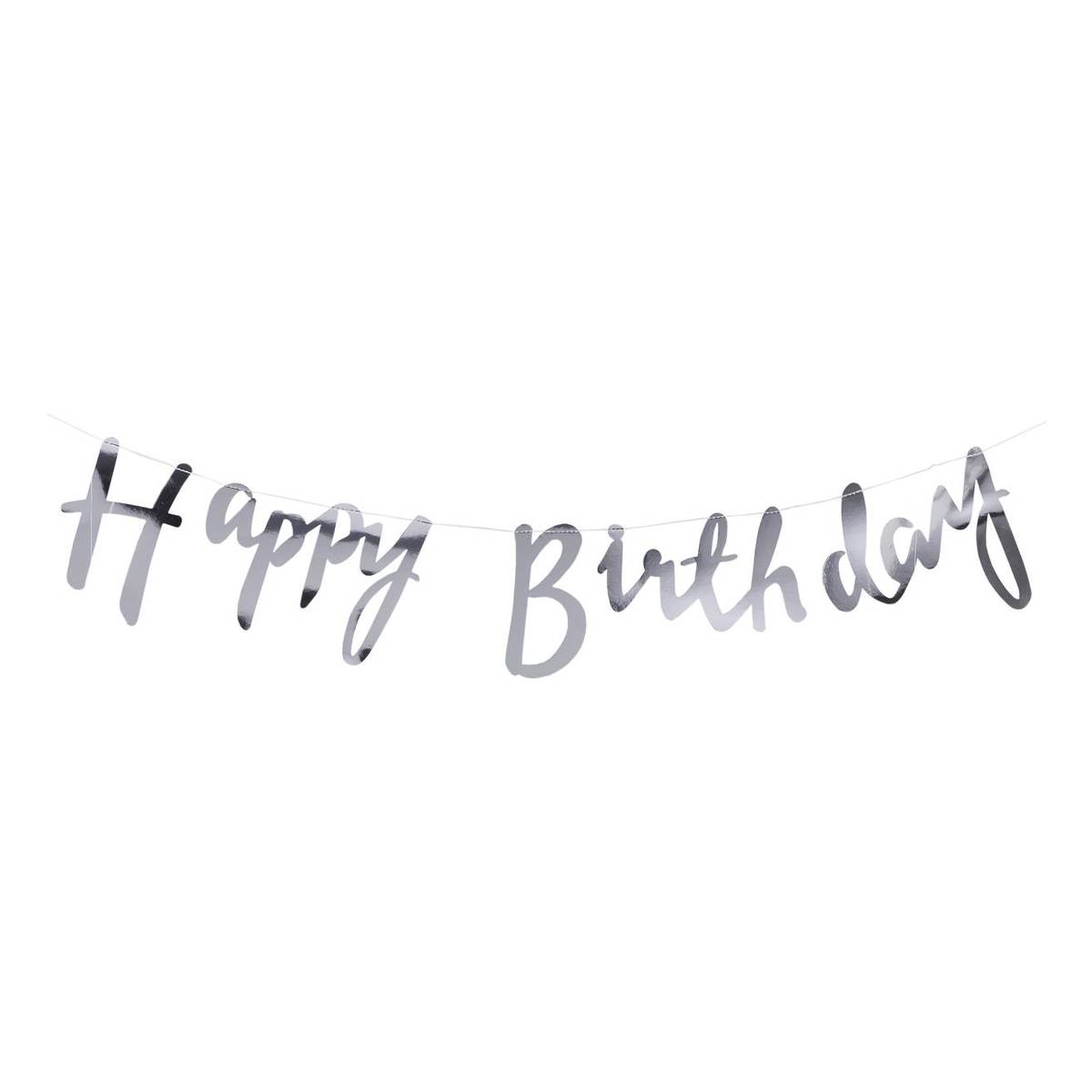 silver Alphabet Happy Birthday Party Decoration Pull Flag