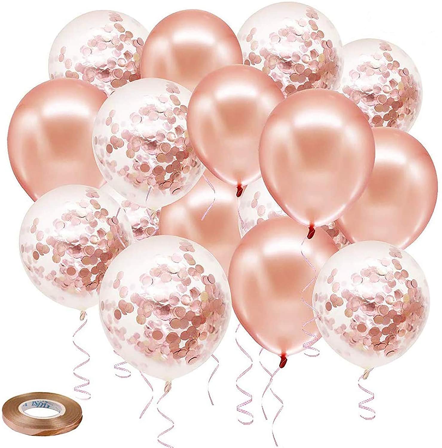 Rosegold chrome metallic & confetti balloon