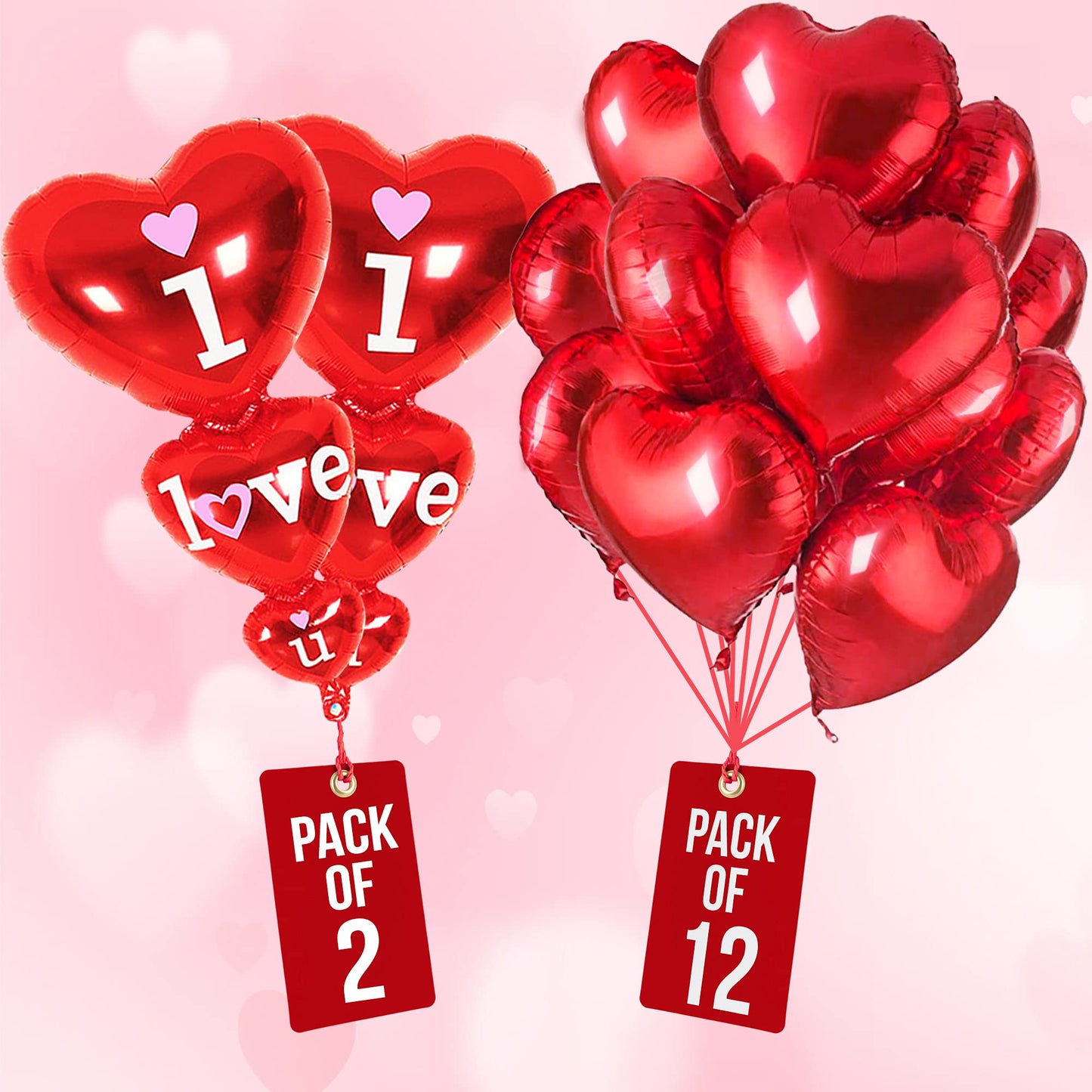 Red Heart Balloons - Big Pack of 14