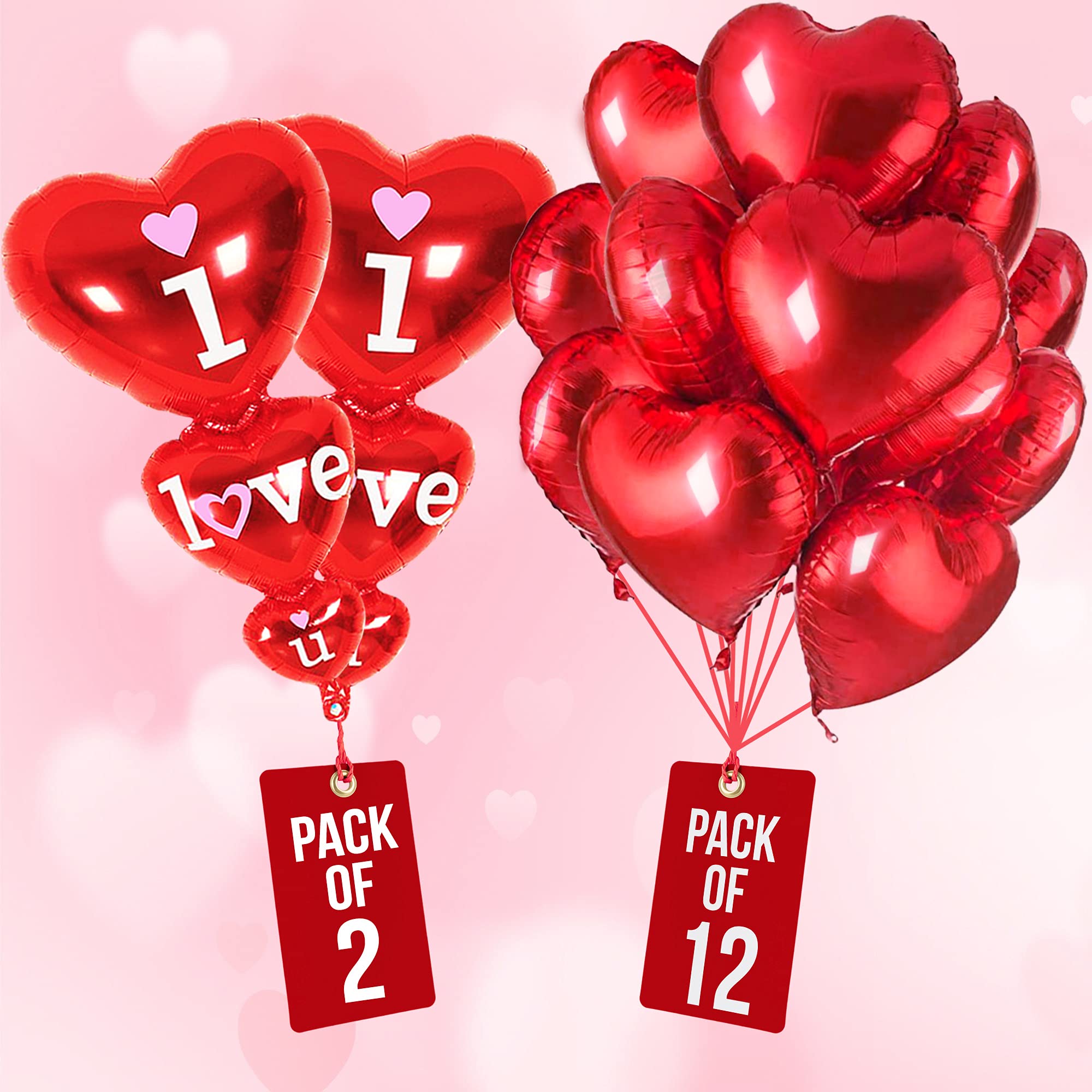 Red Heart Balloons - Big Pack of 14