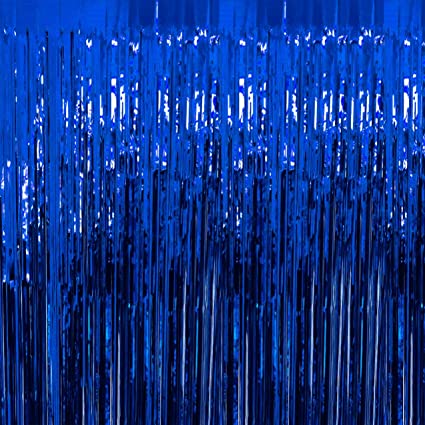 Royal Blue Curtain Foil Tinsel Fringe Curtain, 1m x 2m