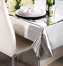 Silver Shiny Metallic Table Cover - Fits 6ft Table