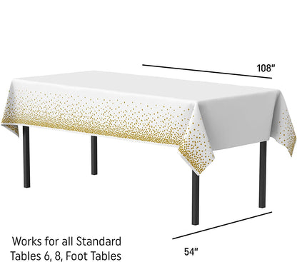 White Confetti Rectangular Table Covers