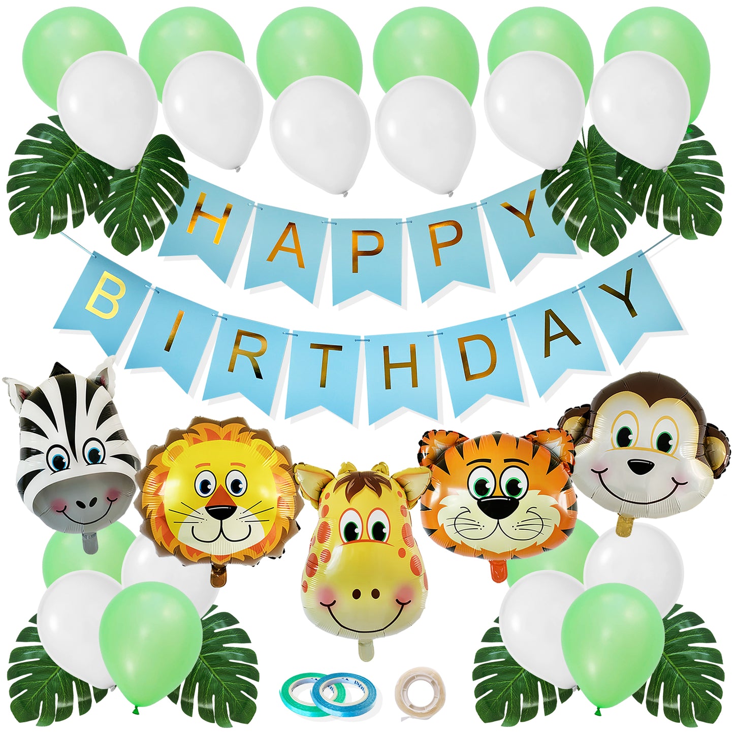 Jungle Safari Happy Birthday Decoration animals