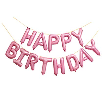 Happy Birthday Foil Letters Balloons pink