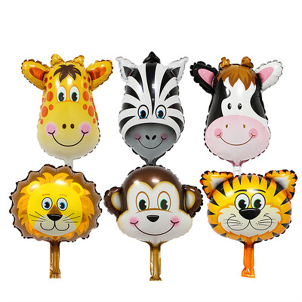 jungle 6 pcs head Animal safari foil balloon