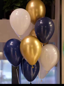 30 pcs chrome gold, white and navy blue combo Balloons