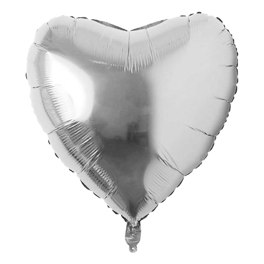 silver Heart foil Balloons - 18 inch