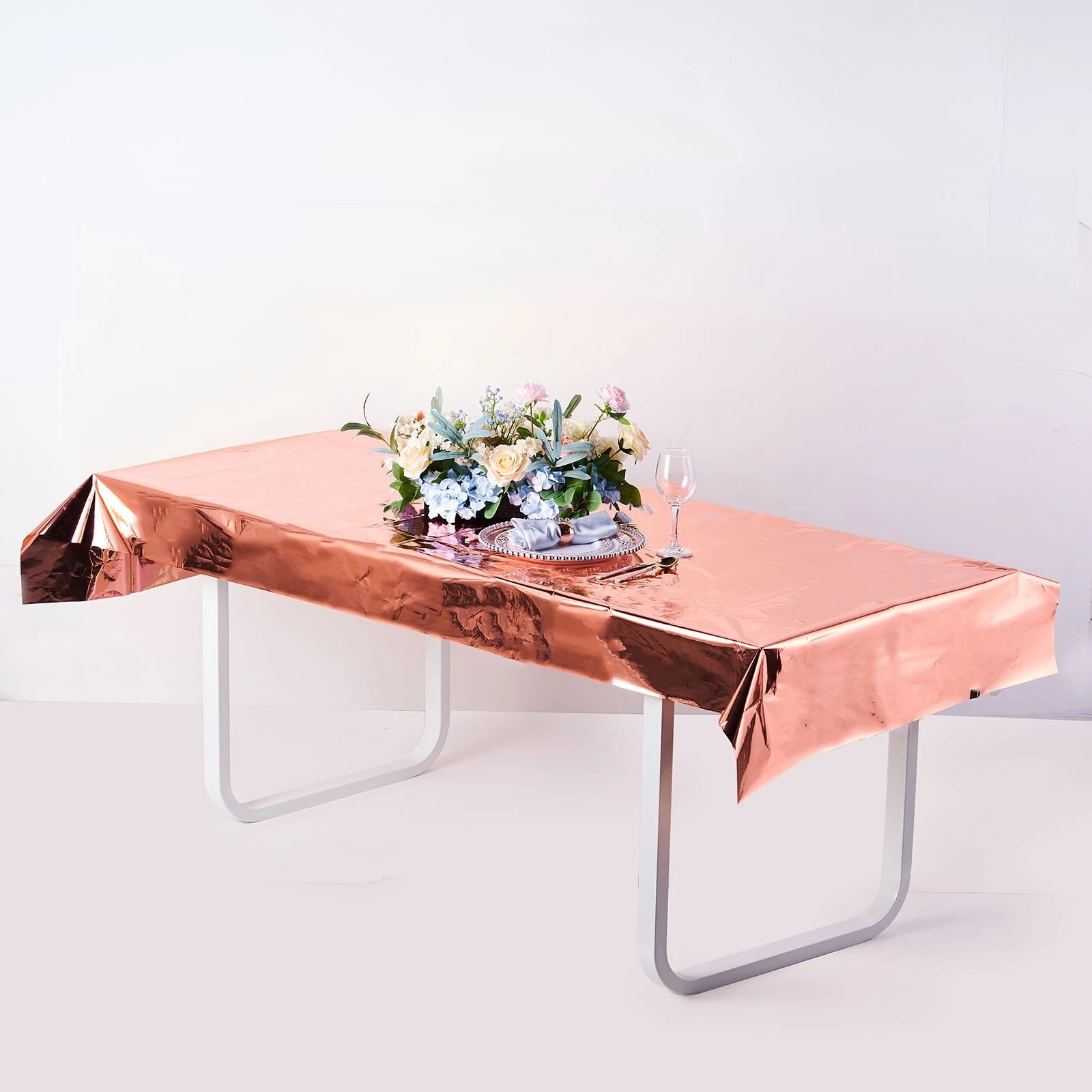 Rosegold Shiny Metallic Table Cover - Fits 6ft Table
